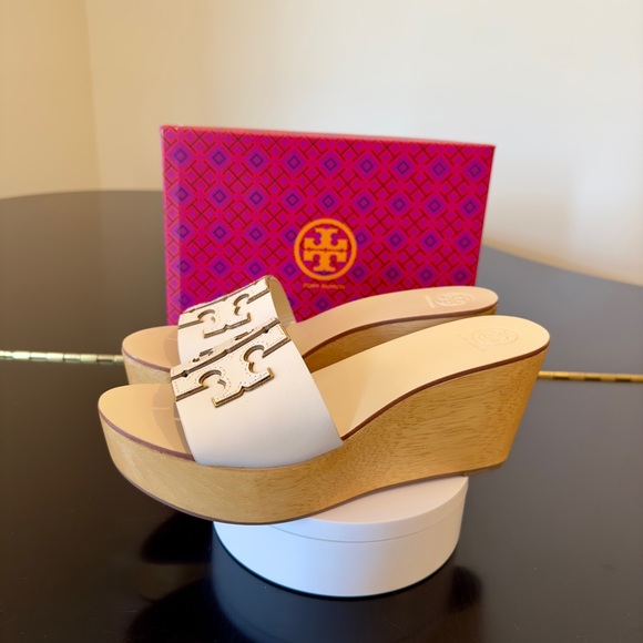 NWT authentic luxury summer spring beach Tory Burch Ines 80MM wedge slide/sandal - Picture 8 of 17